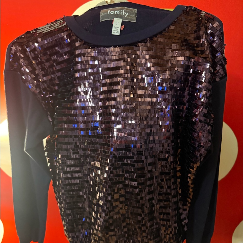 Women's Sequin Top - Purple and Black